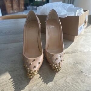 Christian Louboutin Nude Heels with Gold Spikes